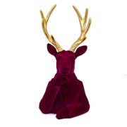 Jelen bista polirezin flokirana h45cm 19x17cm purpurna/zlatna