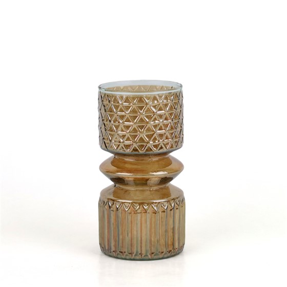 Staklo vaza diamond&lines h20cm d10,5cm sjaj smeđa