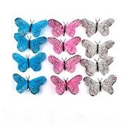 Leptiri 12xh8cm x12kom bijela/sv.roza/tirkizna