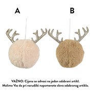 Ukras za bor plišani rogovi d9cm h16cm 2ass krem / bež