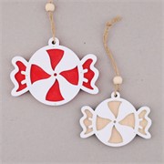 Ukras za bor bonbon 10/8cm x2kom natur/crvena/bijela