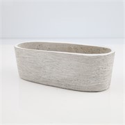 Cement posuda oval 28,5x12xh10cm siva/bijela