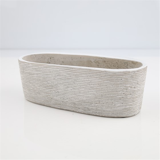 Cement posuda oval 28,5x12xh10cm siva/bijela