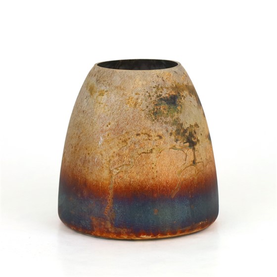 Staklo vaza Volcano h15cm d15cm zlatna/smeđa