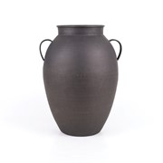 Vaza metalna s ručkama gravirana 32x30xh42cm lead siva