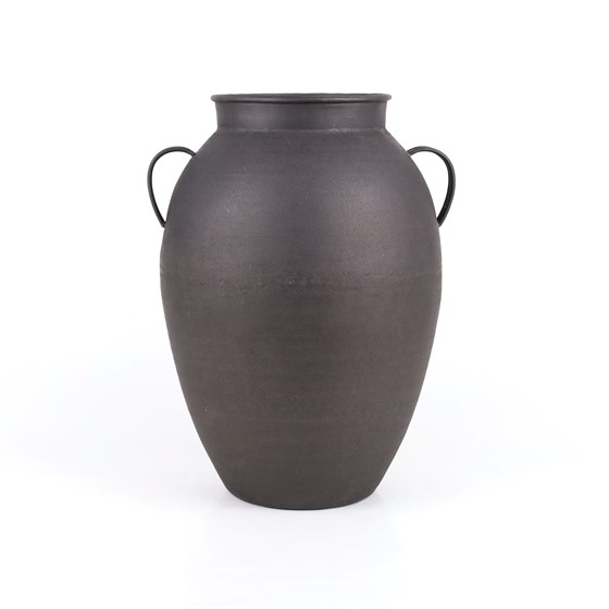 Vaza metalna s ručkama gravirana 32x30xh42cm lead siva
