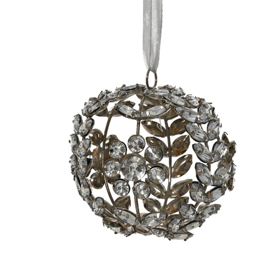 Ukras za bor kugla od kristala 7cm srebrna