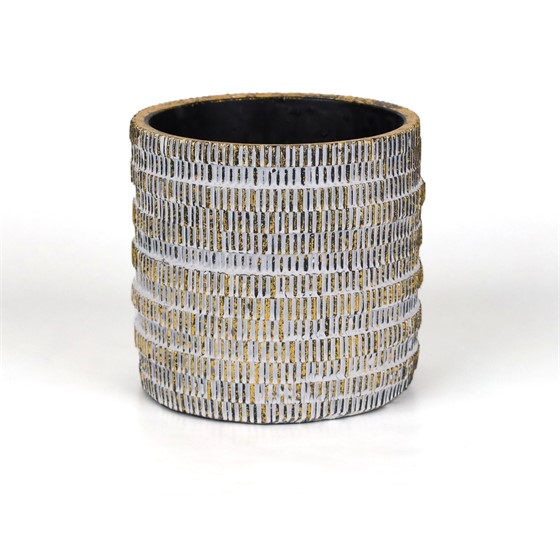 Cement posuda okrugla d16,5xh16cm bijela/zlatna