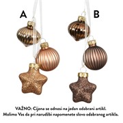 Staklene kuglice mix 3,5x4cm 3kom glitter 2ass sv.smeđa/smeđa