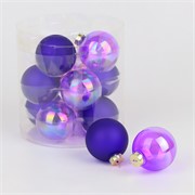 Staklene kuglice 6cm/12kom - ljubičasta transparent mat/iris