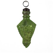 Staklena kuglica antik luster 6x12cm antik sv.zelena