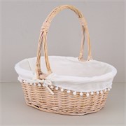 Košara oval 48x37/h18cm white wash s bijelom tekstilnom podstavom