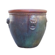 Keramička posuda glazirana h54 d53cm t.zelena/smeđa