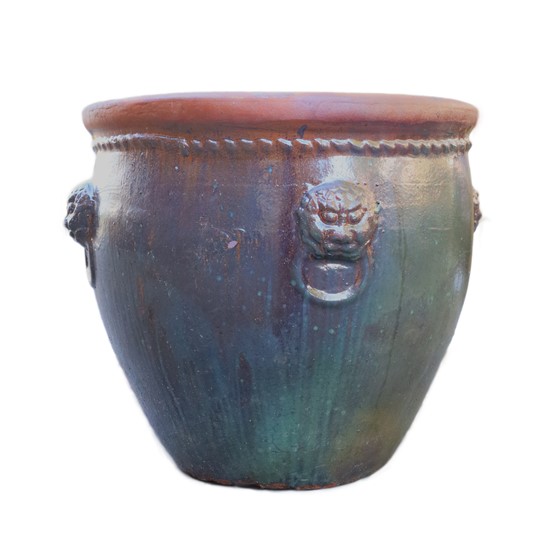 Keramička posuda glazirana h54 d53cm t.zelena/smeđa