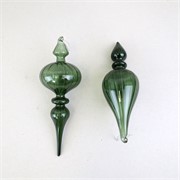 Stakleni ukras 20/24cm x2kom prozirna zelena