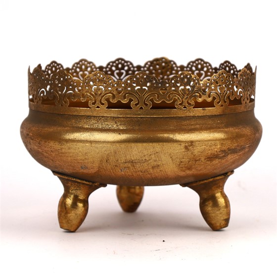 Metalna posuda na nožice d18cm h13cm zlatna