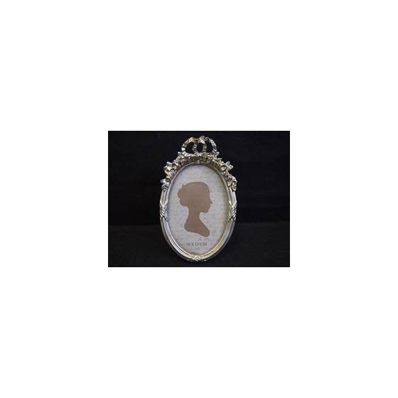 Okvir za sliku 10x15cm oval champagne s mašnom i ružama
