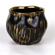 Keramička posuda glazirana h14cm d16cm crna/zlatna