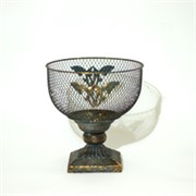 Metalna posuda na nogu 20x20cm h21cm old gold