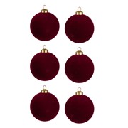 Plastične kuglice 8cm/6kom flok- bordo