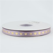 Traka saten zlatna srca 10mm/41,1m smoke lila