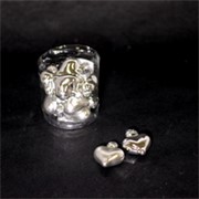 Staklene kuglice srce 2x4,5x4cm 12kom srebrne