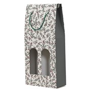 Vrećica za dvije boce 18x8,3x38,5cm uzorak bobice bijela/zelena