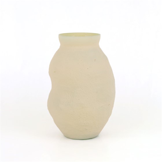 Staklo vaza cotton amorfia h30cm d20cm bijela