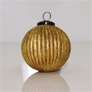 Staklena kuglica rebrasta 10x10,5cm zlatna