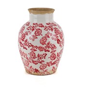 Keramička vaza h27,5d18cm bijela sa crvenim cvjetovima