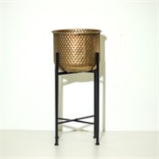 Metalna posuda na stalku 28x28cm h61,5cm zlatna/crna