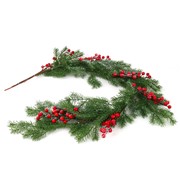 Girlanda bora s crvenim bobicama zasnježena, soft touch 110cm
