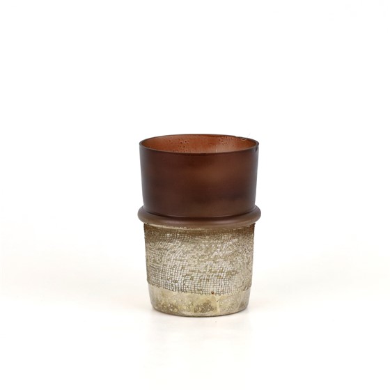 Staklo svijećnjak/vaza h14cm d10,5cm smeđa/zlatna