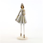 Figura djevojka u kaputu h29cm 9,5x7cm bijela/krem/glitter