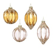 Staklene kuglice transparent d8cm 12kom transparent roza/karamel