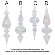 Stakleni ukras finial h22cm d5,5cm 4ass transparent iris