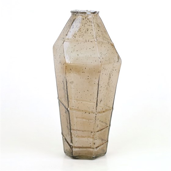 Staklo vaza hexa h32cm d15cm sjaj smeđa