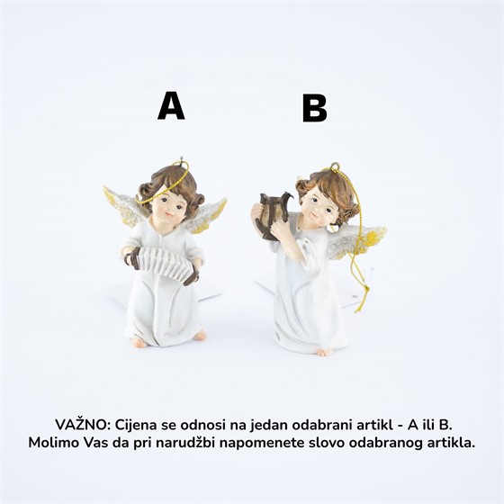 Anđeo 6,3x4,2x9,4cm krem 2ass