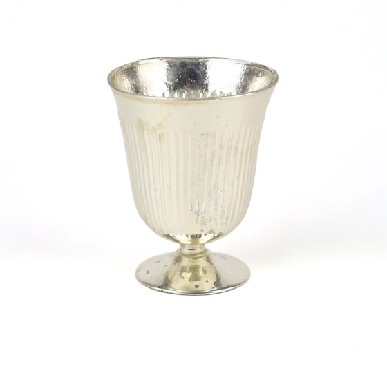 Staklo vaza na nogu h12cm d10cm šampanj