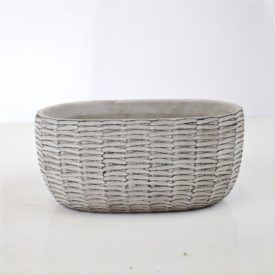 Cement posuda oval 23x13xh11cm bijela