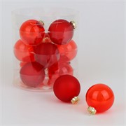 Staklene kuglice 6cm/12kom - crvena transparent S/M