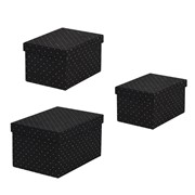Poklon kutija četvrtasta x3 kom 34,5x24xh18,5cm crna/točkice