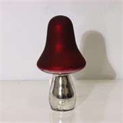 Gljiva staklena h25 d12,5cm srebrna/crvena