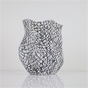 Vaza keramička h34cm d29cm bijela/crna