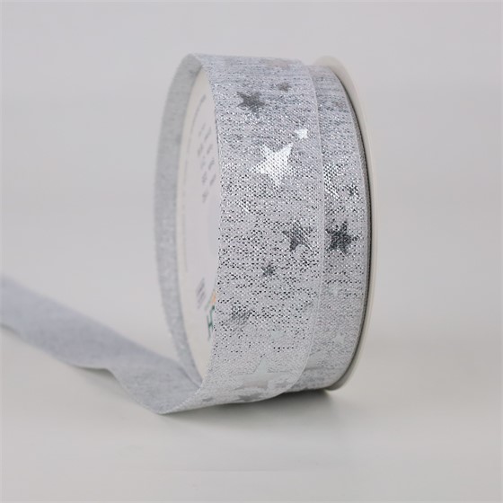 Traka lurex zvjezdice 35m/18m srebrna 211