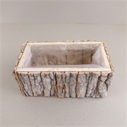 Drvena košara s plastičnim umetkom kvadar 15x27xh11cm natur/bijela