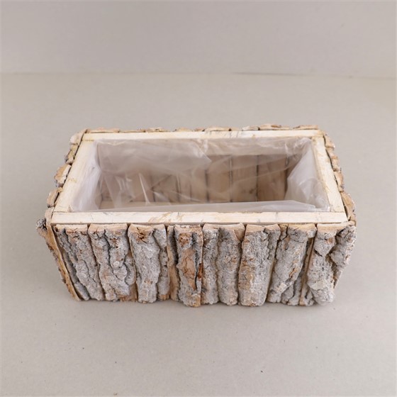 Drvena košara s plastičnim umetkom kvadar 15x27xh11cm natur/bijela