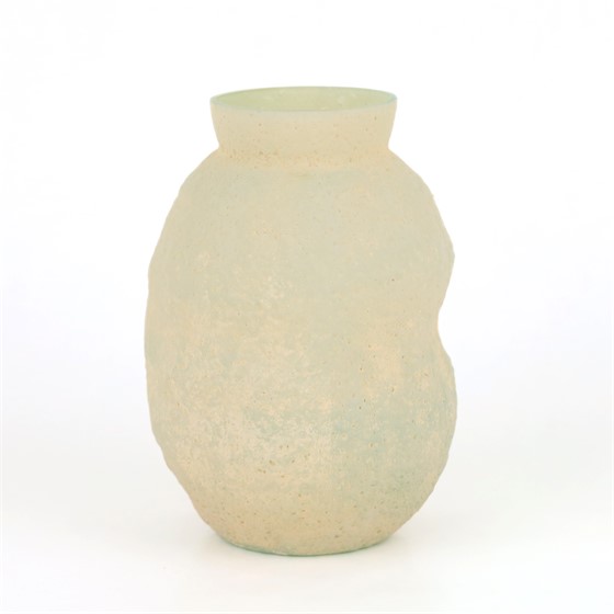 Staklo vaza cotton amorfia h23cm d16cm bijela