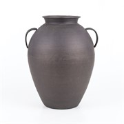 Vaza metalna s ručkama gravirana 27x25xh34cm lead siva