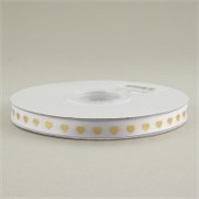 Traka saten zlatna srca 10mm/41,1m bijela